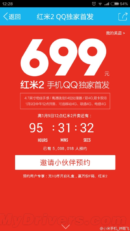 699元红米2预约量曝光：这也太疯狂了！